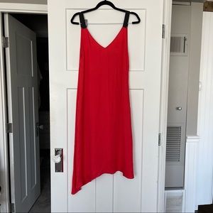 Rag & Bone Red Zoe V-Neck Flowy Dress with Black Straps